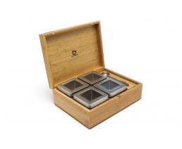 Coffret à thé bambou +4 boîtes +cuillère