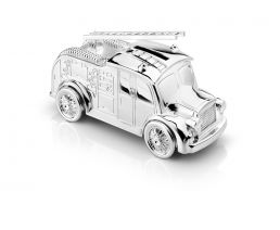 Tirelire Voiture de pompiers couleur argent