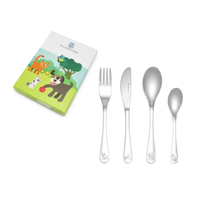 Set de 4 couverts enfant inox - Animaux